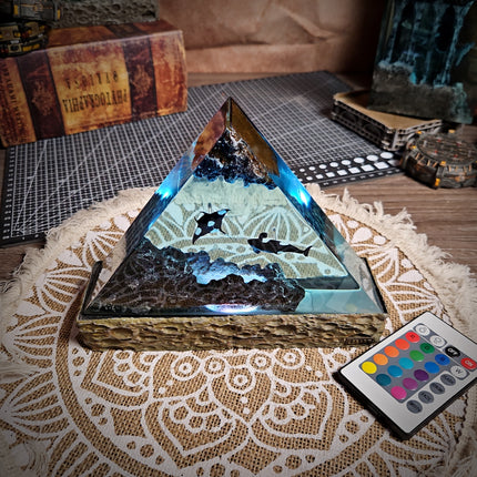 Ocean Whale Triangle Resin Lamp image 1