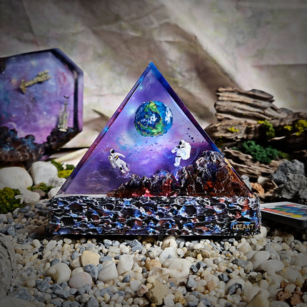 Galaxy Earth Triangle Resin Lamp image 0