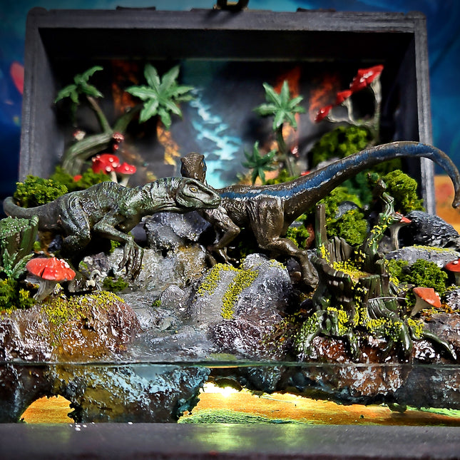 Handcrafted Raptor Resin Diorama Light Boxes image 1