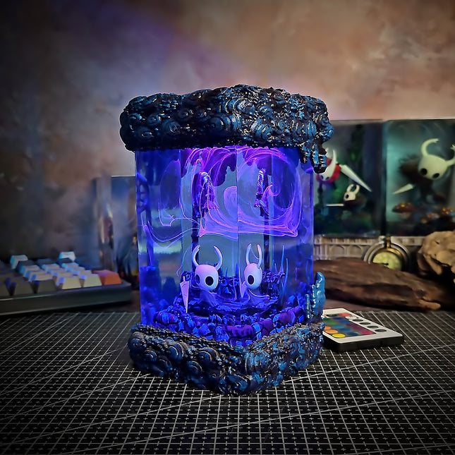 Artisan-crafted resin lamp with LED light