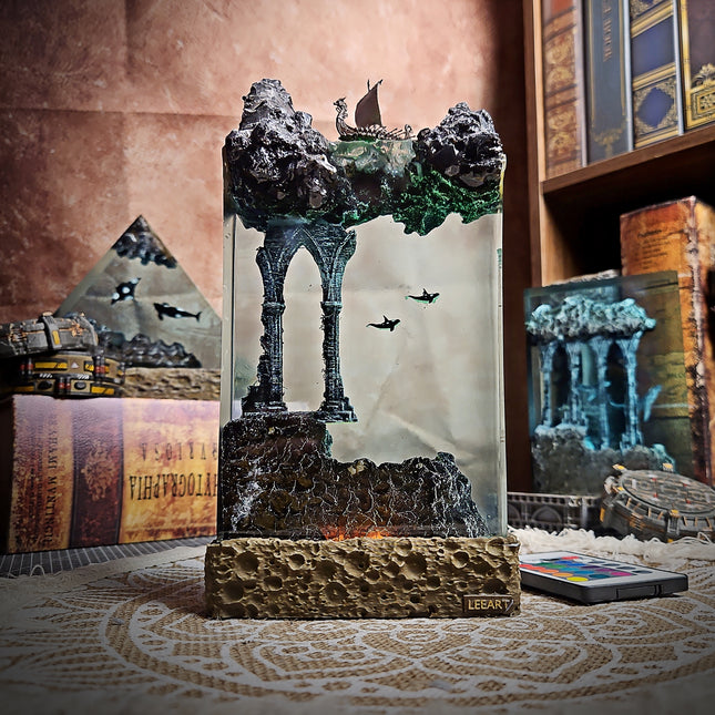 Ocean Viking Rectangle Resin Lamp image 0