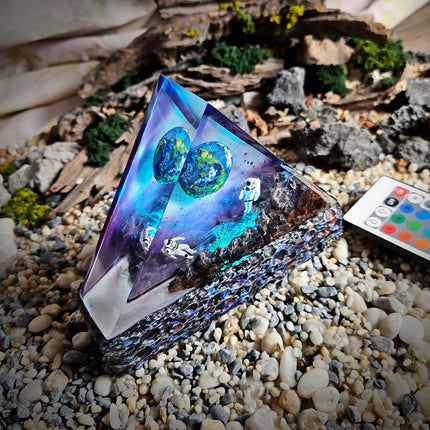 Galaxy Earth Triangle Resin Lamp image 3