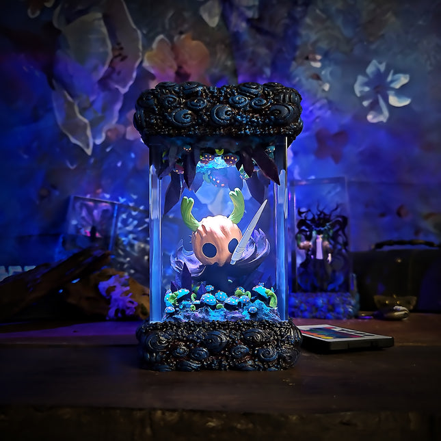 Halloween resin lamp with glowing spooky LED light