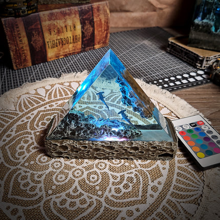 Ocean Shark Triangle Resin Lamp image 1