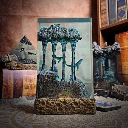 Ocean Whale Rectangle Resin Lamp image 0