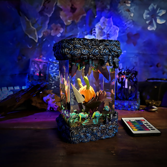 Epoxy resin Halloween lamp with dramatic shadow lighting