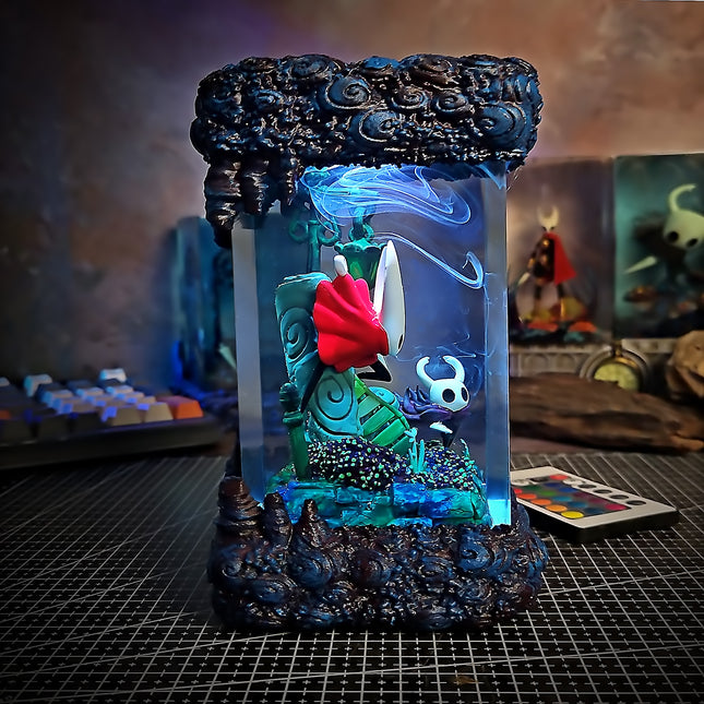 Knight & Hornet Resin Lamp with glowing LED light