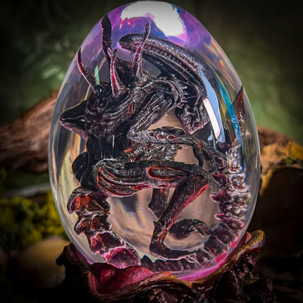 Side view of the Alien lamp showcasing the translucent textures and resin quality.