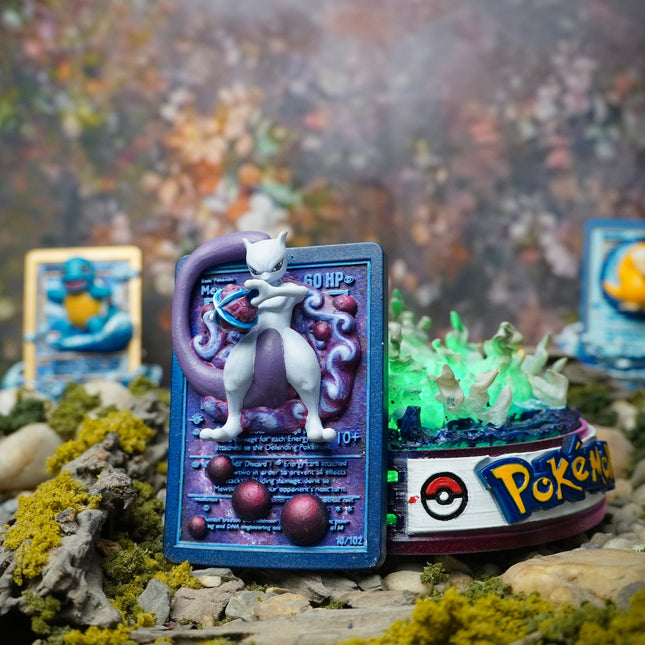 Mewtwo Resin Card Lamp by Lee’s Area – resin card lamp, product display photo