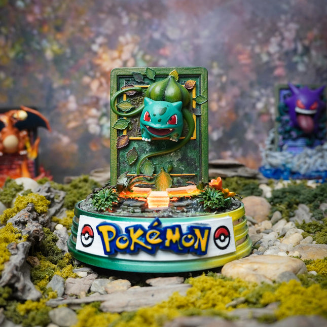 Bulbasaur Resin Card Lamp by Lee’s Area – resin card lamp, product display photo, epoxy resin