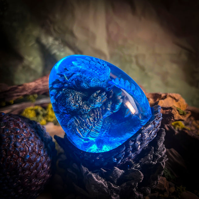 Handmade Baby Godzilla Egg lamp by Lee-Area with remote control feature.
