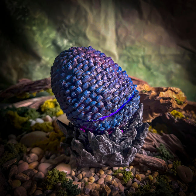 Artisanal Epoxy Art Godzilla egg designed as a unique night light gift with box.