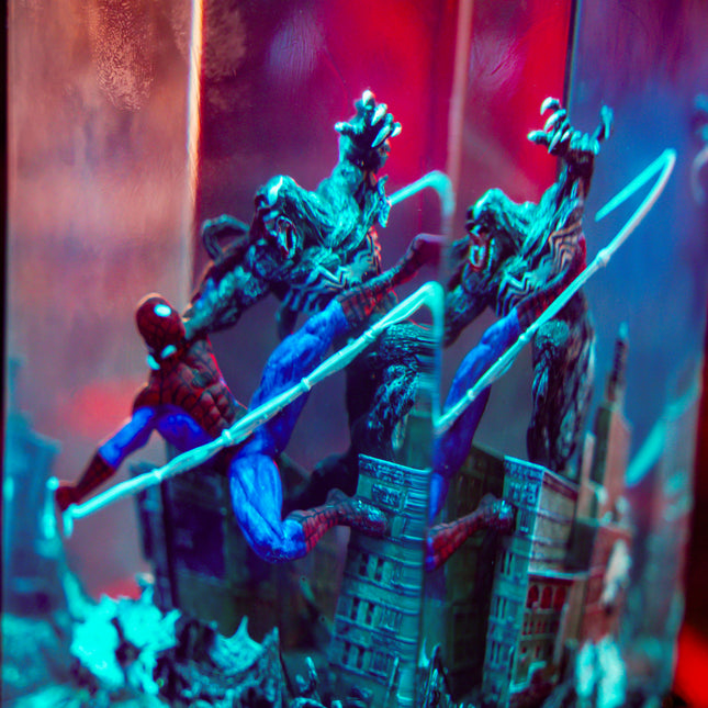 SPIDERMAN VS VENOM RESIN LAMP