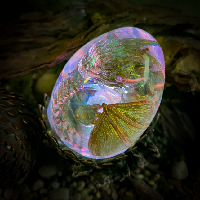 Artisanal Epoxy Art fire dragon egg from our resin epoxy store as a unique gift.