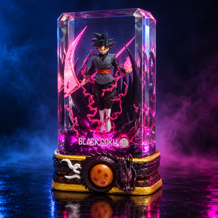 Goku Black Rosé collectible resin lamp with decorative dragon pedestal