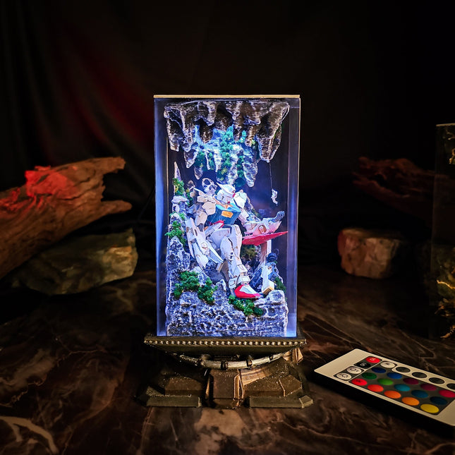 Gundam in Cave v1 resin lamp D2Epoxy