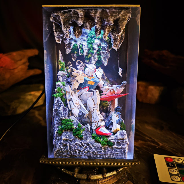 Gundam in Cave v1 resin lamp D2Epoxy