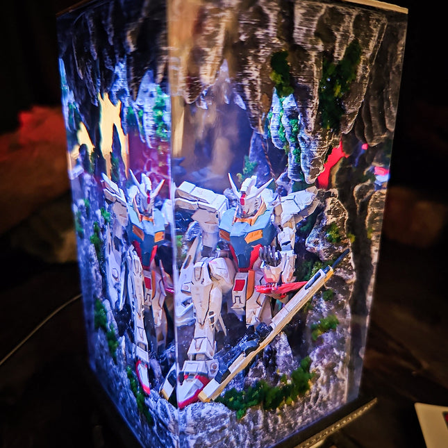 Gundam in Cave v1 resin lamp D2Epoxy