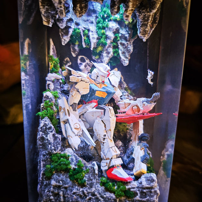 Gundam in Cave v1 resin lamp D2Epoxy
