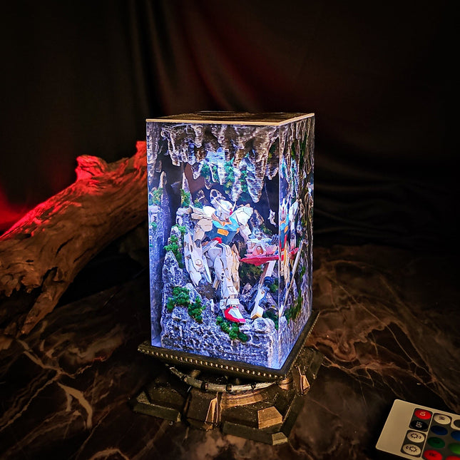 Gundam in Cave v1 resin lamp D2Epoxy