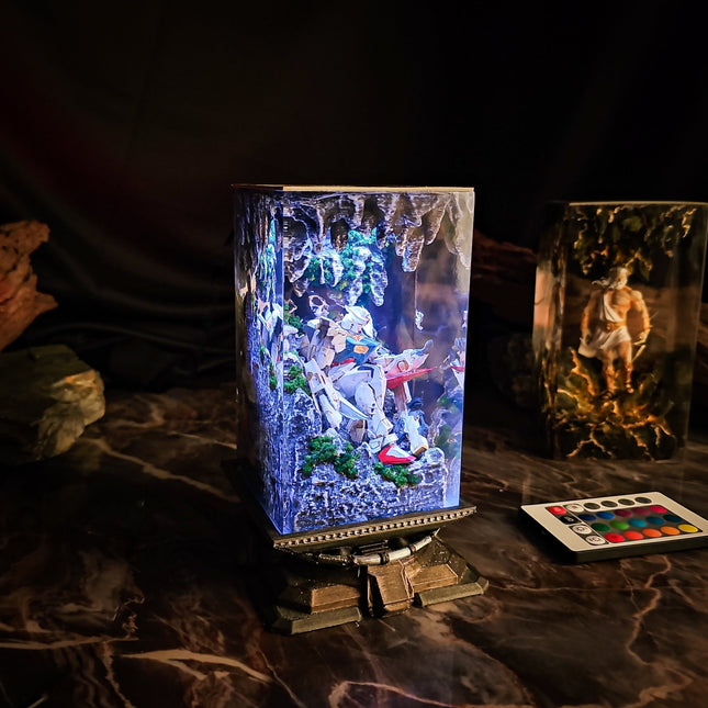 Gundam in Cave v1 resin lamp D2Epoxy