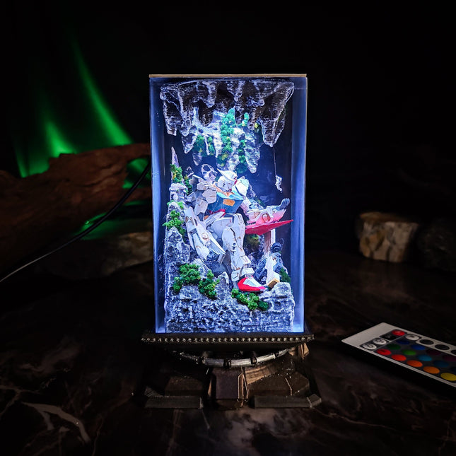 Gundam in Cave v1 resin lamp D2Epoxy