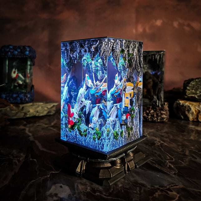 Gundam in Cave v2 resin lamp D2Epoxy