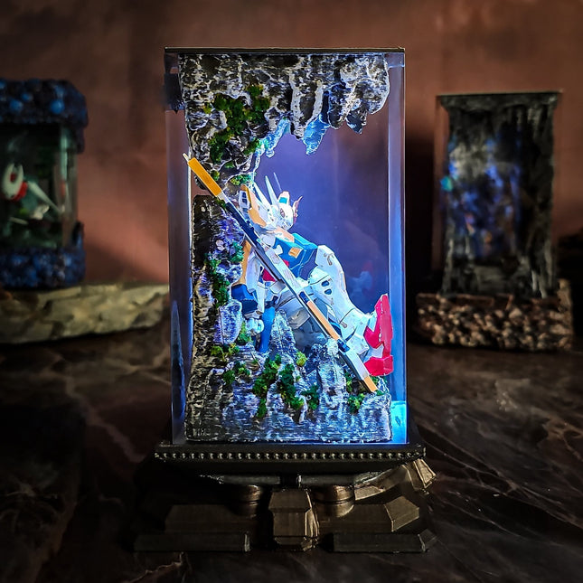 Gundam in Cave v2 resin lamp D2Epoxy