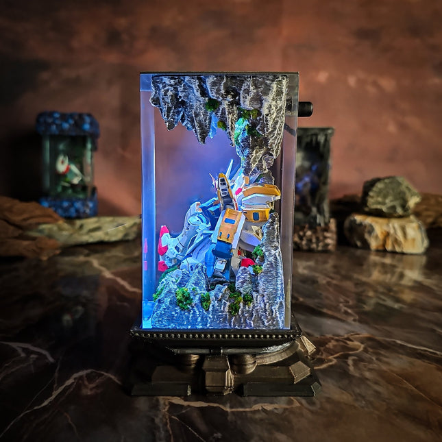 Gundam in Cave v2 resin lamp D2Epoxy