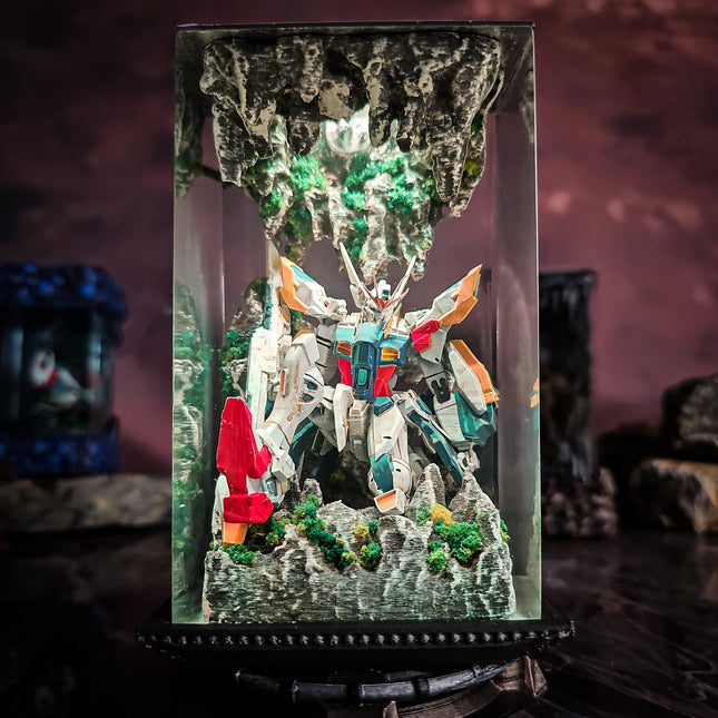 Gundam in Cave v2 resin lamp D2Epoxy