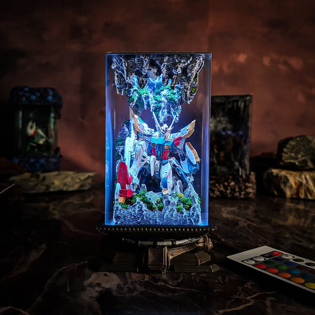 Gundam in Cave v2 resin lamp D2Epoxy