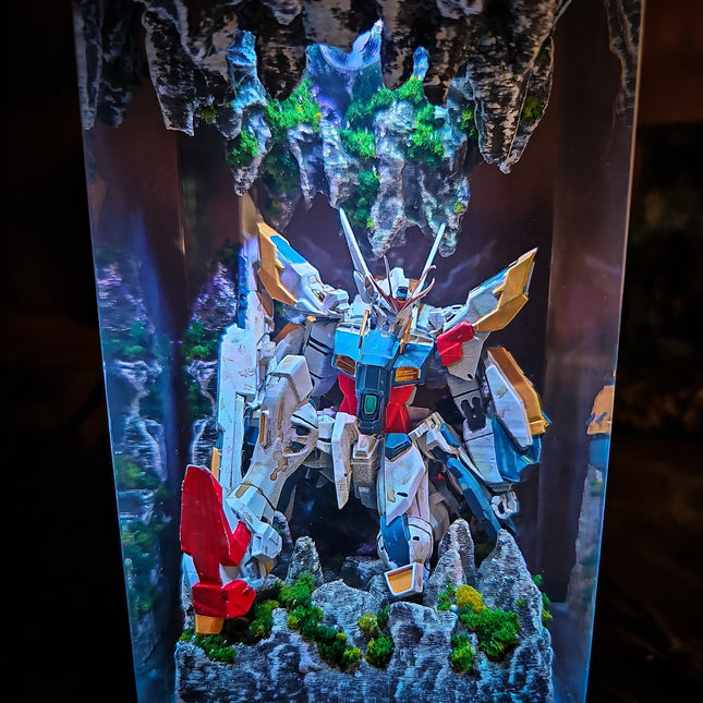 Gundam in Cave v2 resin lamp D2Epoxy
