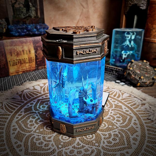 handcrafted octagonal epoxy lamp with spirit figure