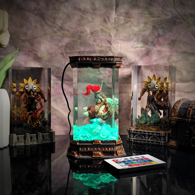 Chibi epoxy lamp resin art collectible with glowing LED