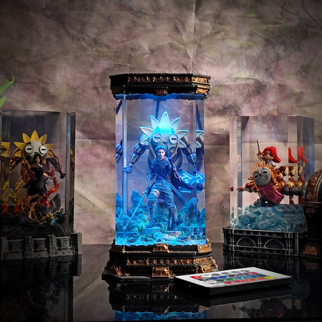 Handmade Gustave epoxy resin lamp with LED illumination