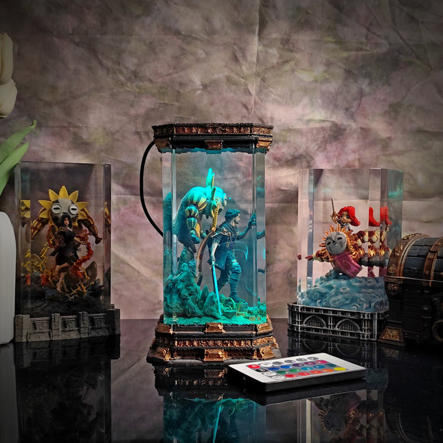 Gustave resin lamp collectible with glowing LED light