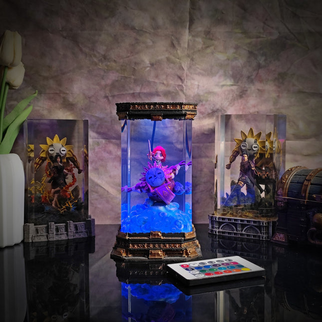 Chibi character resin art lamp with multicolor LED lighting