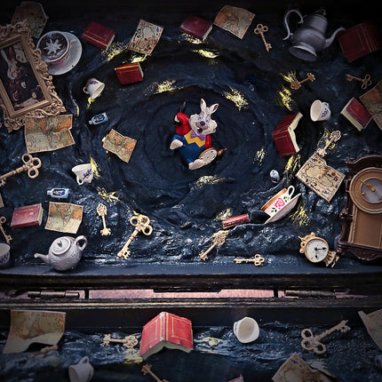 Open Alice diorama chest with illuminated central display space
