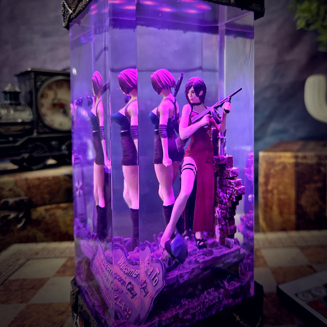 Jill Valentine Ada Wong handmade epoxy resin lamp