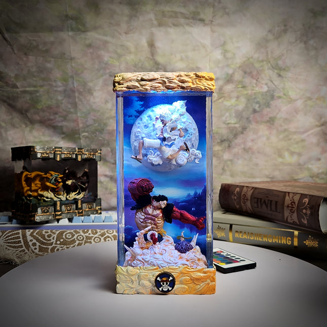 Luffy Diorama resin lamp featuring Gear 4 and Gear 5 transformation