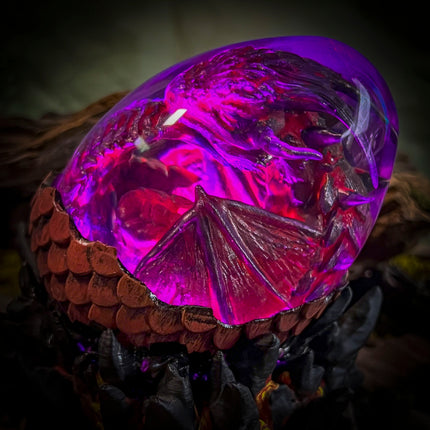 Side view of the Fire Dragon Hatchlight, showcasing the professional resin clarity—add to wishlist for Black Friday promotions.