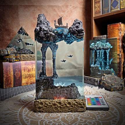 Ocean Viking Rectangle Resin Lamp image 1