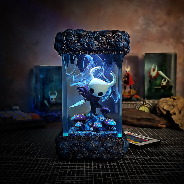 Artisan-crafted resin lamp with LED lighting