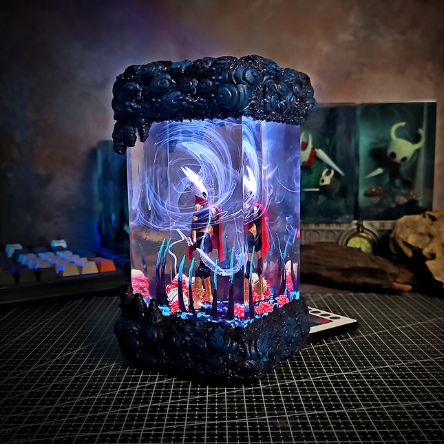 Detailed Knight and Hornet epoxy art resin lamp