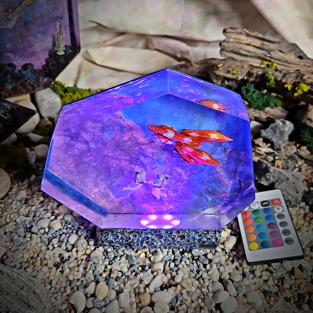 Final Fantasy VIII character details inside galaxy resin art lamp, hand-painted epoxy resin figure