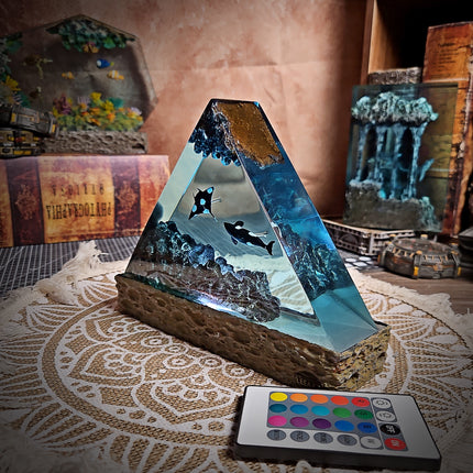 Ocean Whale Triangle Resin Lamp image 3