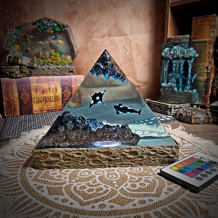 Ocean Whale Triangle Resin Lamp image 0
