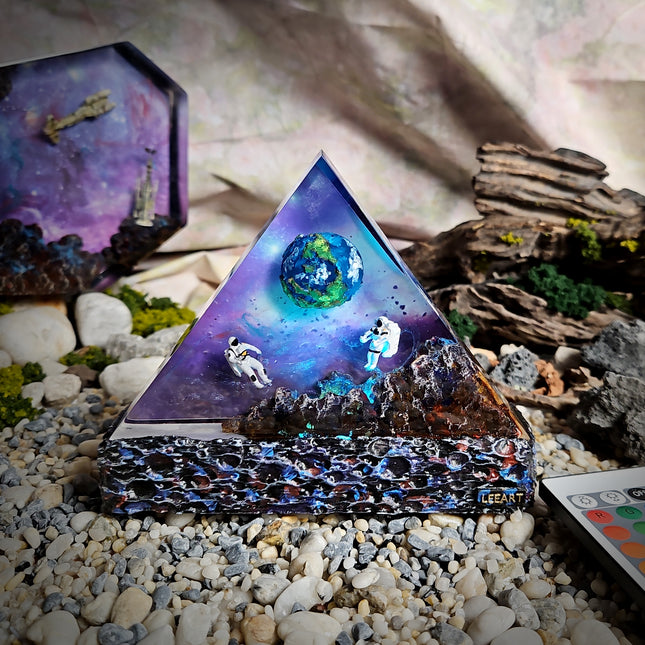 Galaxy Earth Triangle Resin Lamp image 2