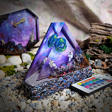 Galaxy Earth Triangle Resin Lamp image 1