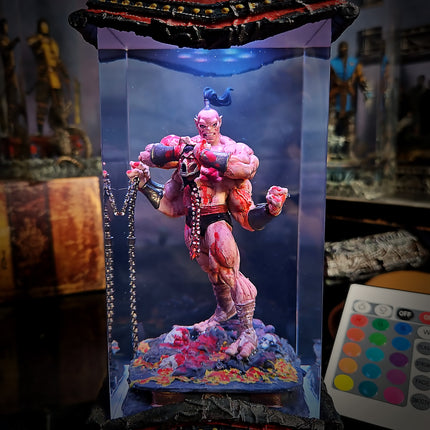 Close-up of Goro Mortal Kombat epoxy resin art lamp